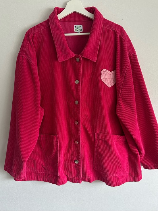 Shiny By Nature Jackets & Blazers - Shiny By Nature Corduroy Jean Jacket with Heart Patch Hot Pink Size Large